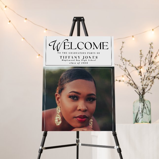 Modern Script Photo Graduation Party Welcome Sign (In Situ (Stand))