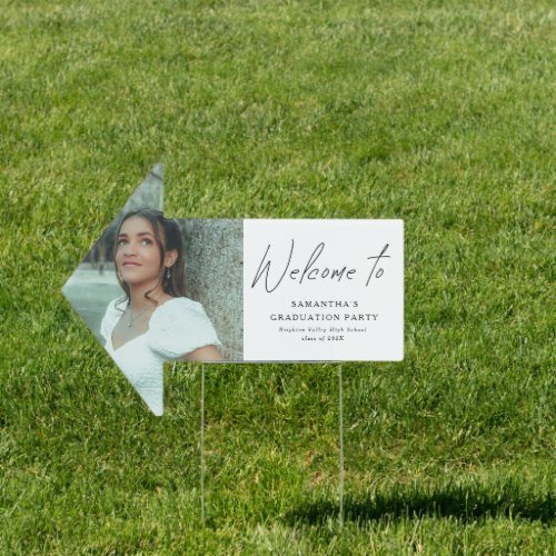 Modern Script Photo Graduation Party Welcome Sign