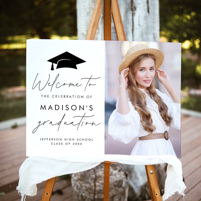 Modern Script Photo Graduation Party Welcome Sign (Creator Uploaded)
