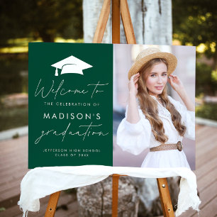 Modern Script Photo Graduation Party Welcome Sign