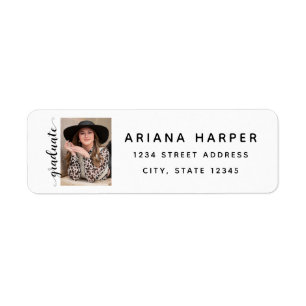 Modern Script Photo Graduation Return Address Label