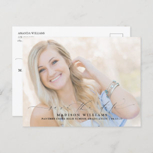 Modern Script Photo Graduation Save the Date Announcement Postcard