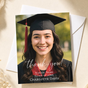 Modern script photo Graduation Thank You Card