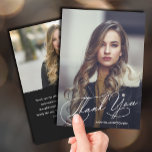 Modern Script Photo Graduation Thank You Card<br><div class="desc">Your photo, name, and the words Thank You in chic white lettering on the front, these flat graduation than you notes feature your personal message on the back on the back on ANY COLOR background that suits your photo. MORE styles, sizes, save the date cards, invitations and announcements in our...</div>