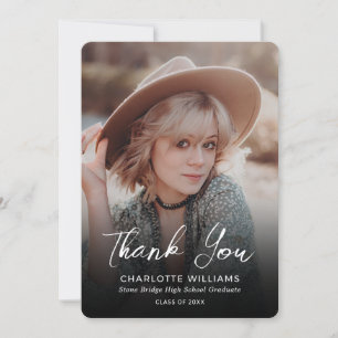 Modern Script Photo Graduation Thank You Card