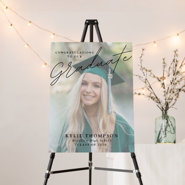 Modern Script Photo Graduation Welcome  Foam Board (In Situ (Stand))