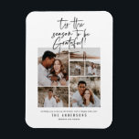 modern script photo grateful holiday magnet<br><div class="desc">modern elegant deisgn featuring heartwarming phrase tis the season to be grateful</div>