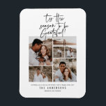 modern script photo grateful holiday magnet<br><div class="desc">modern elegant deisgn featuring heartwarming phrase tis the season to be grateful</div>