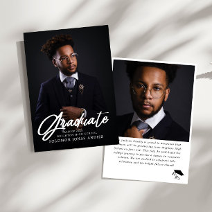 Modern Script Photo High School Graduation Announcement