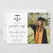 Modern Script  Photo Law School Graduation  Invitation (Front)