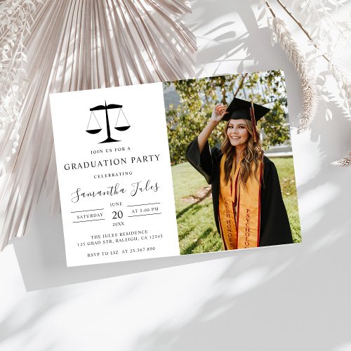 Modern Script  Photo Law School Graduation Party Invitation