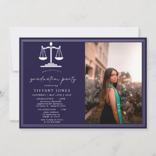 Modern Script Photo Law Schoool Graduation Party  Invitation