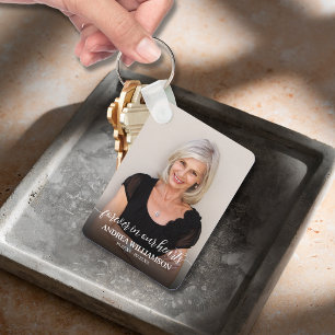 Modern Script Photo Memorial Forever in our Hearts Keychain