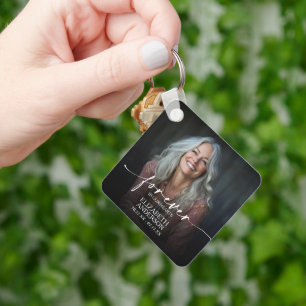 Modern Script Photo Memorial Forever in our Hearts Keychain