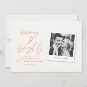 Modern script photo merry & bright christmas
