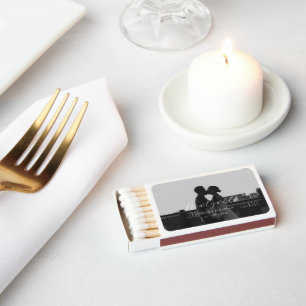 Modern Script Photo Newlyweds Wedding Favor Matchboxes