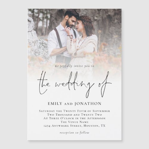 Modern Script Photo Overlay Wedding Invitation Mag