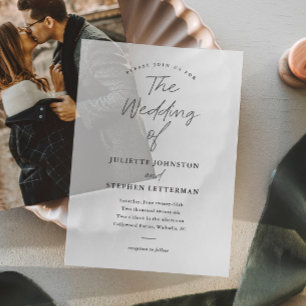 Modern Script Photo Overlay Wedding Vellum Invitations