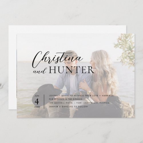 Modern Script Photo QR Code Photo Wedding   Invitation