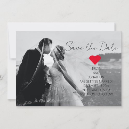 Modern Script Photo QR Code Wedding Add Name Date  Save The Date