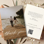 Modern Script Photo QR Code Wedding Thank You Card<br><div class="desc">This wedding thank you card design features a modern calligraphy script font, your photo of choice on the front and your personal message on the back as well as a custom QR code that you can use to link to your wedding photo gallery or any other URL. The color of...</div>
