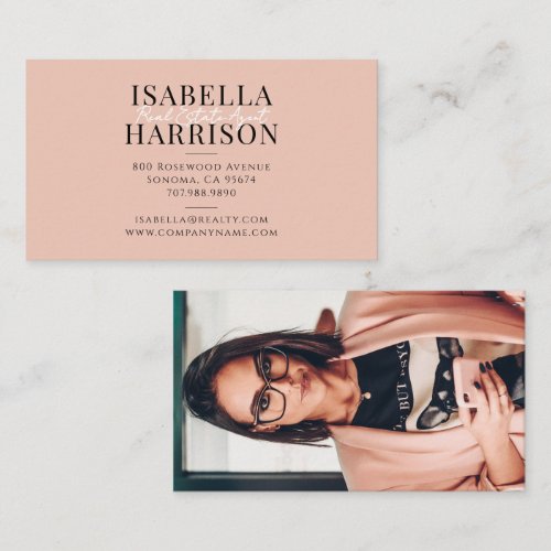 Modern Script Photo Real Estate Agent Business Card