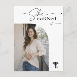 Modern Script Photo RN Graduation Announcement Postcard