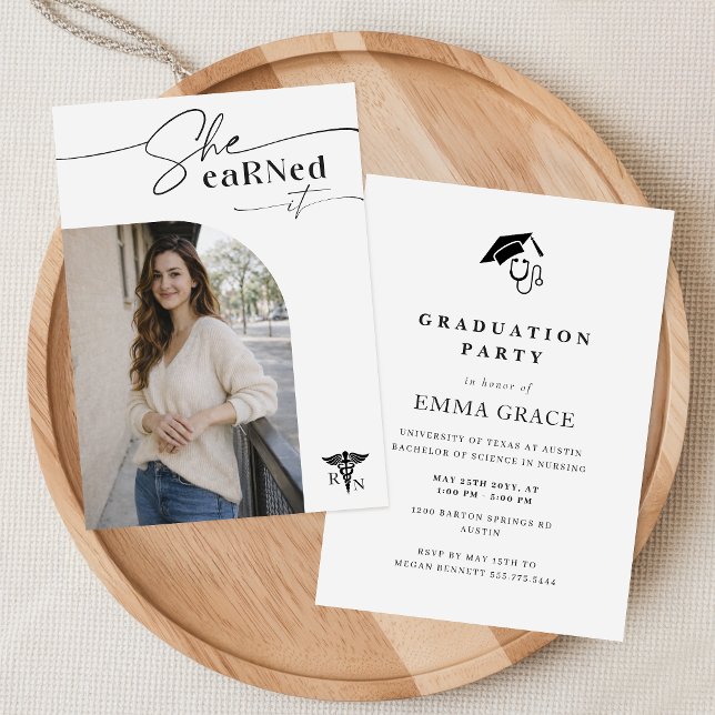 Modern Script Photo RN Graduation Announcement Postcard (Creator Uploaded)
