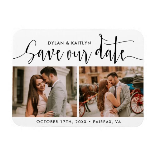 Modern Script Photo Save Our Date Magnet