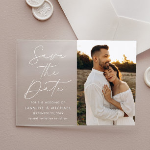 Modern Script Photo Save The Date