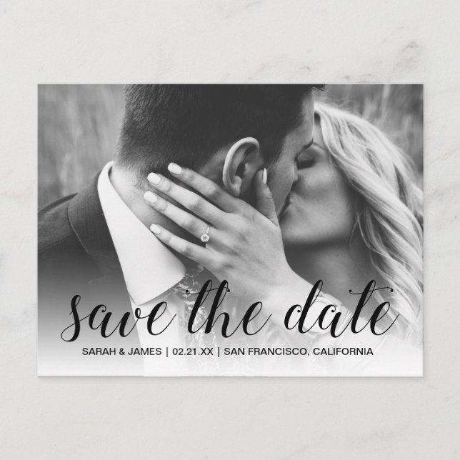 Modern Script Photo Save the Date Announcement Postcard (Front)