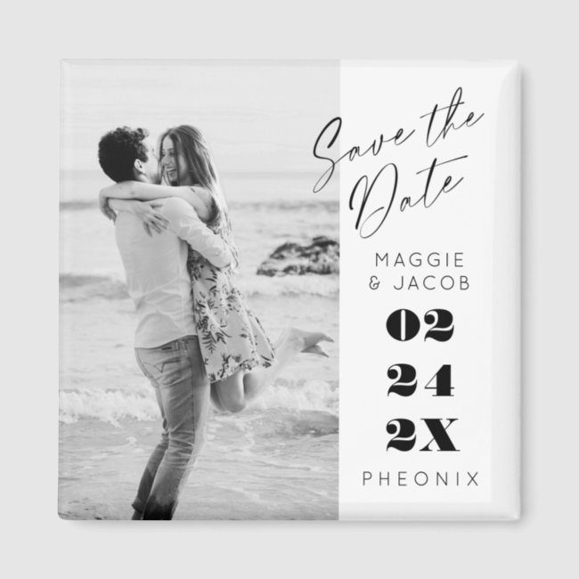 Modern Script  Photo Save the Date Magnet