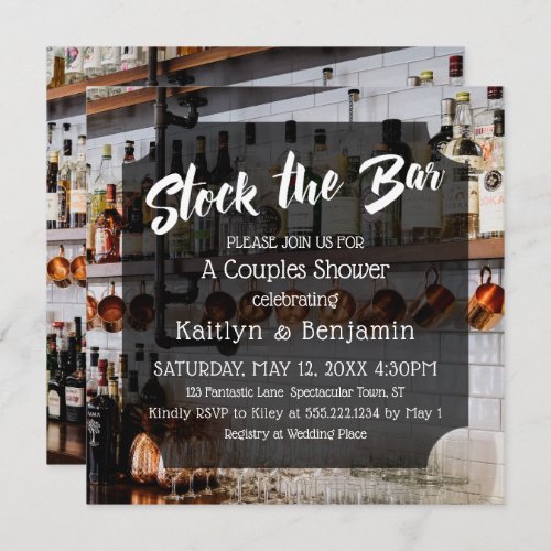 Modern Script Photo Stock the Bar Couples Shower 2 Invitation
