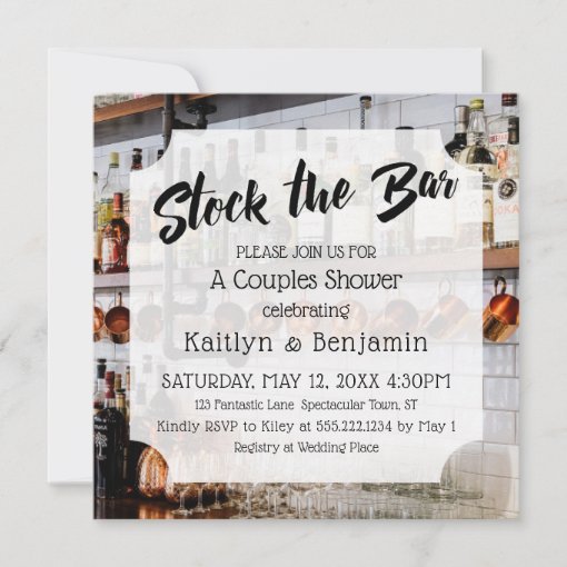 Modern Script, Photo Stock the Bar Couples Shower Invitation | Zazzle