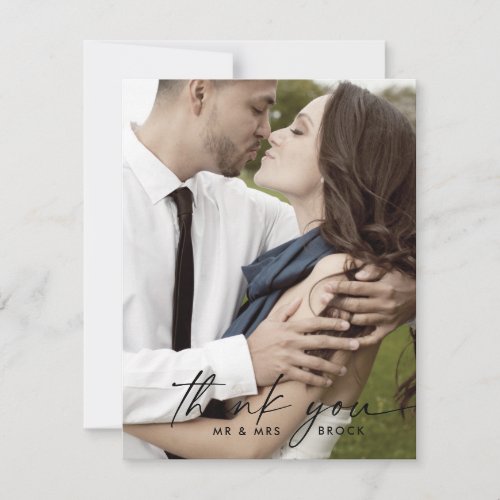 Modern Script Photo Template Thank You Card