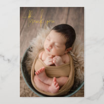 Modern Script Photo Thank You Birth Announcement