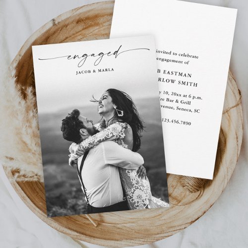 Modern Script Photo Wedding Engagement Party Invitation