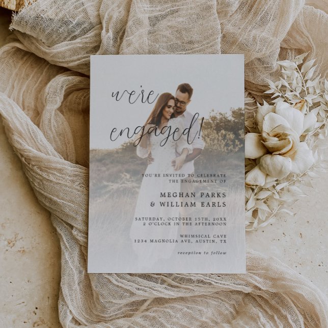 Modern Script Photo Wedding Engagement Party Invitation (Creator Uploaded)