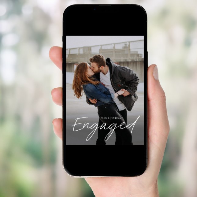 Modern Script Photo Wedding Engagement Party Invitation (Front Digital)