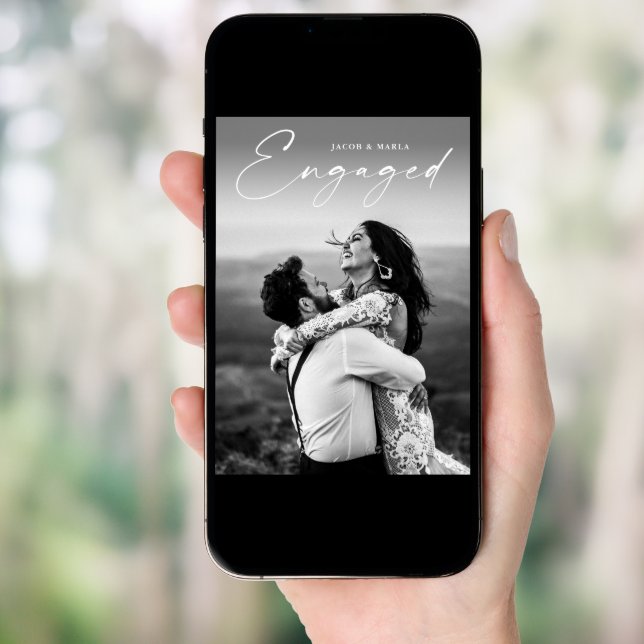 Modern Script Photo Wedding Engagement Party Invitation (Front Digital)