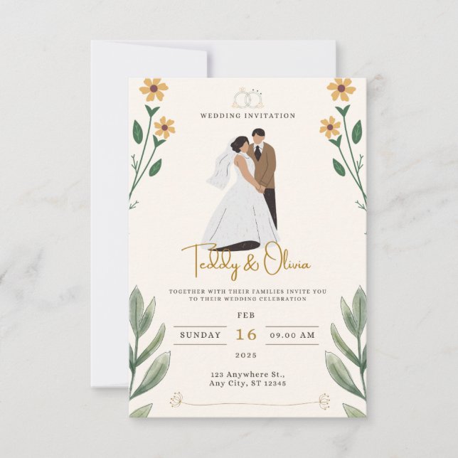 Modern Script & Photo Wedding Invitation (Front)