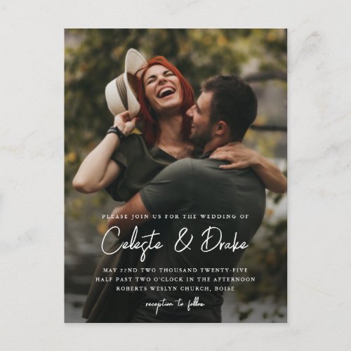 Modern Script Photo Wedding Invitation Postcard
