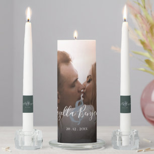 Modern script photo wedding minimal unity candle set