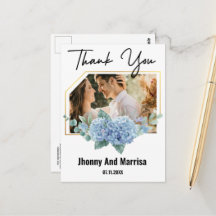 Modern Script Photo Wedding postcard