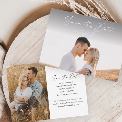 Modern Script Photo Wedding Save The Date