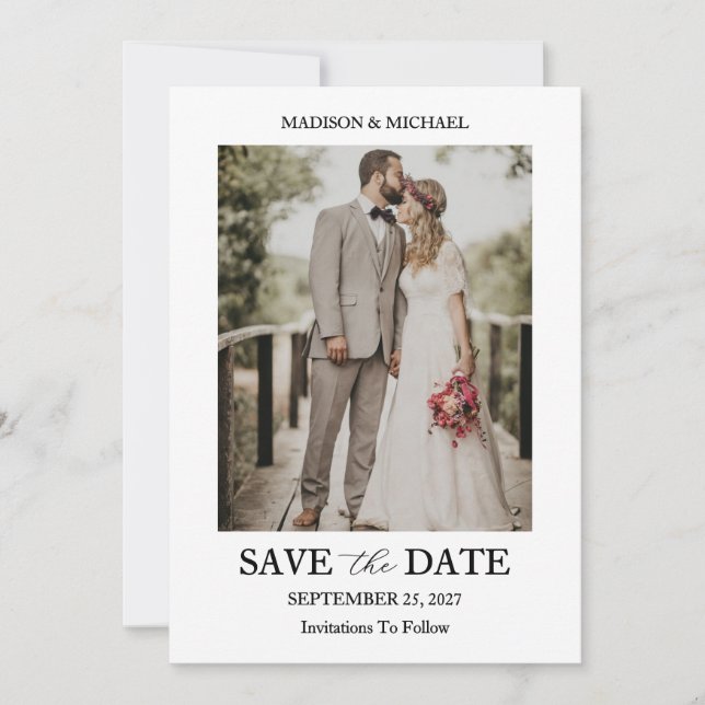 Modern Script Photo Wedding Save The Date Invitation (Front)