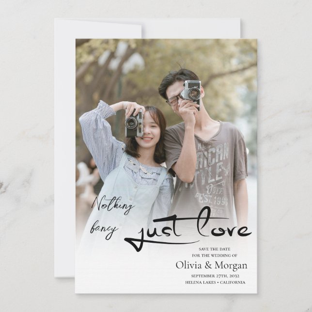 Modern Script Photo Wedding Save The Date Invitation (Front)