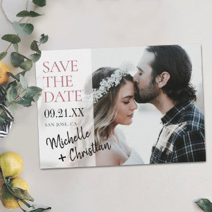 Modern Script Photo Wedding Save the Date Invite