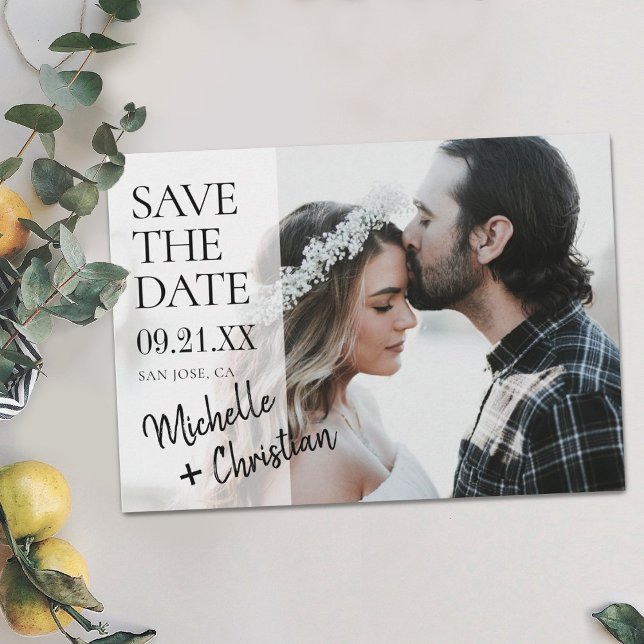 Modern Script Photo Wedding Save the Date Invite (Creator Uploaded)