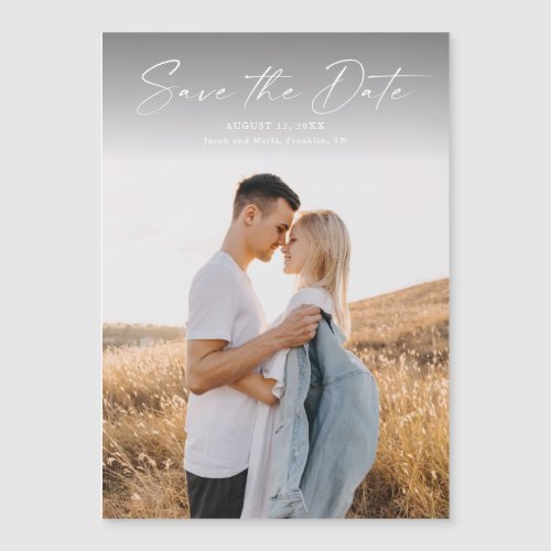 Modern Script Photo Wedding Save The Date Magnetic Invitation